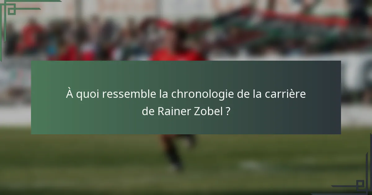 À quoi ressemble la chronologie de la carrière de Rainer Zobel ?