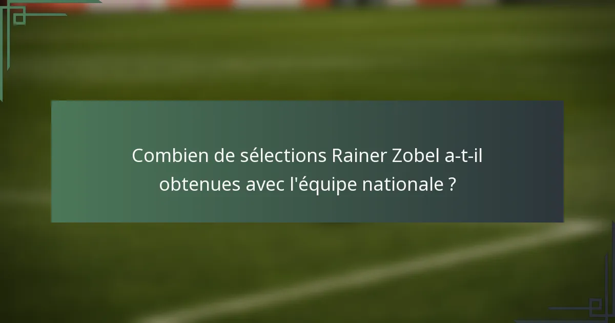 Combien de sélections Rainer Zobel a-t-il obtenues avec l'équipe nationale ?